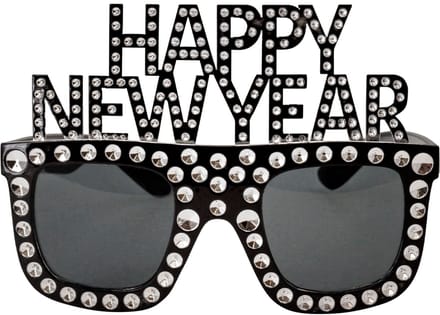 Happy New Year bril zilver
