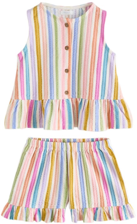 Next - Meisjes - Peplumtop en Korte Broek Set - Blauw