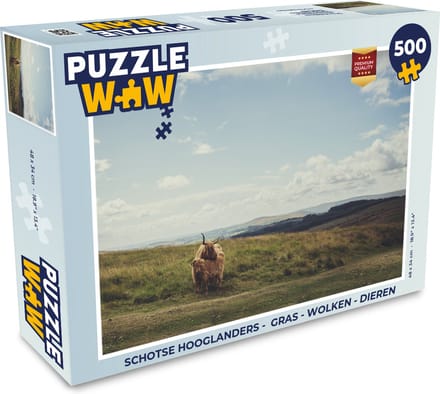 Puzzel Schotse Hooglanders - Gras - Wolken - Dieren - Legpuzzel - Puzzel 500 stukjes