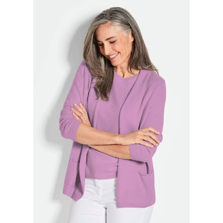 Lang tricot jasje van kasjmier - sering - Gr. 52 van Goldner Fashion