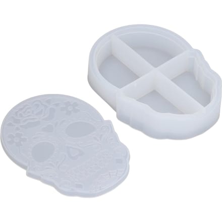 Opbergdoos Siliconen Mal Schedelvorm Gemakkelijk Ontvormen Epoxy Hars Mal met Deksel voor DIY Cosmetica white