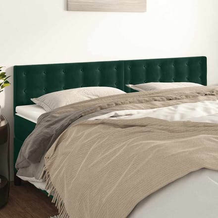 vidaXL - Hoofdborden - 200x5x78/88 - cm - fluweel - donkergroen
