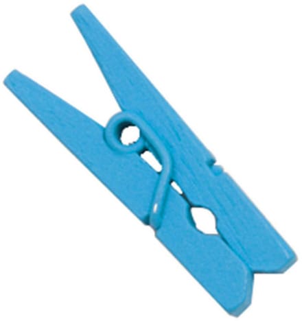 HOBI - 10 mini wasknijpers van hout turquoise blauw 2.5 cm