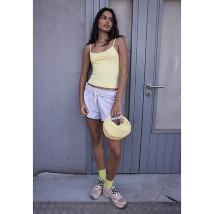 Stradivarius Short van sweatstof met omgeslagen tailleband  Grijs melange M