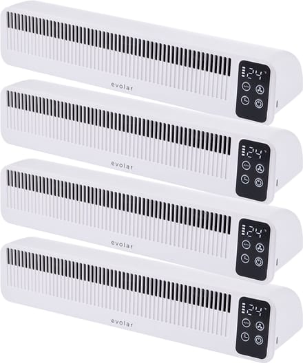 Evolar Radiator Ventilator Draadloos - 4 stuks - 3W - Wit - 5200 mAh accu - met timer en Slimme Modus - Kachelventilator - EVO-RFW03