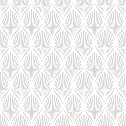 Duro Vliesbehang 681-01 - Blommor & Blad - Art Deco Wit - 53cm x 10.05m