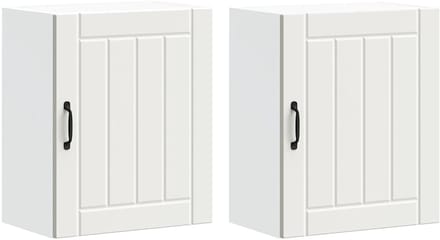 vidaXL - Keuken - Wandkasten - 2 - stuks - "Lucca" - Wit - Geperst - Hout