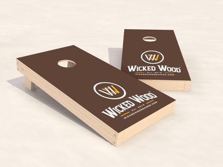 Officiële CORNHOLE SET (2 boards & 2x4 bags) - DIRECT UV PRINT - 90X60CM - Bruin