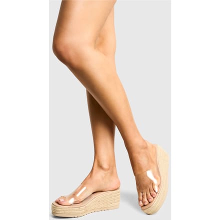 boohoo Dames Clear Wedge Mules | Nude | Maat: 40