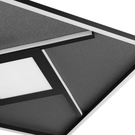 Brilliant LED plafondlamp Hardy, lengte 46 cm zwart mat metaal/stof