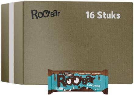Roo'Bar | Chocolate Covered | Coconut Bar | 16 stuks | 16 x 30 gram