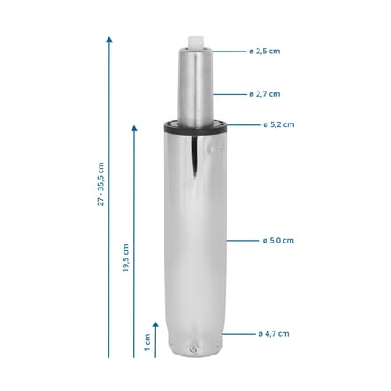 Gasfeder / Gasdruckfeder M - chrom, 27-35,5 cm hjh OFFICE