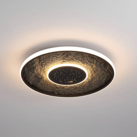 Searchlight LED plafondlamp Lumadisc, sterren-effect, zwart, Ø 41 cm