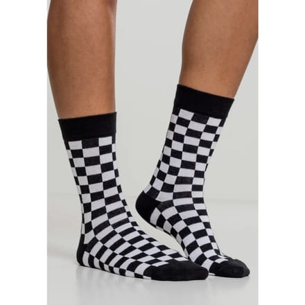 Urban Classics - Checker 2Pack Sokken - 39/42 - Zwart/Wit