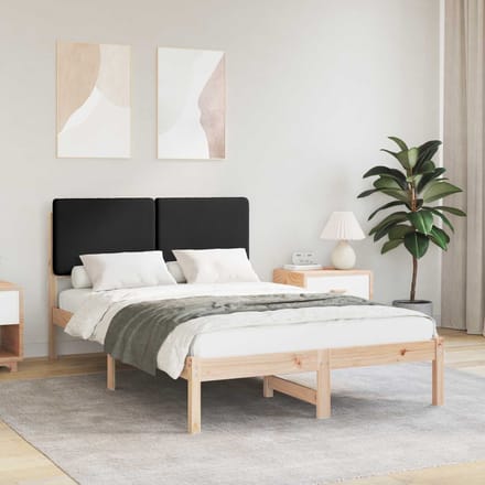 vidaXL - Bedframe - met - Gevoerde - Hoofdbord - Zwart - 120 - x - 190 - cm