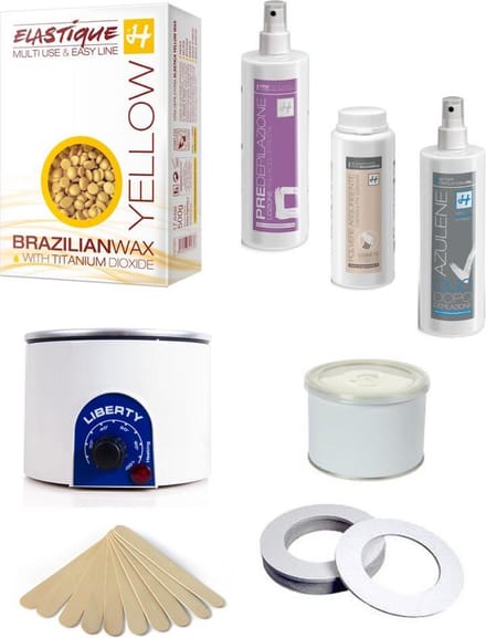 Hot Elastique Wax Yellow Startkit | Ontharingswax | Complete Elastische waxset | Elastische filmhars set | Elastic Hot wax set | Harsen zonder strips