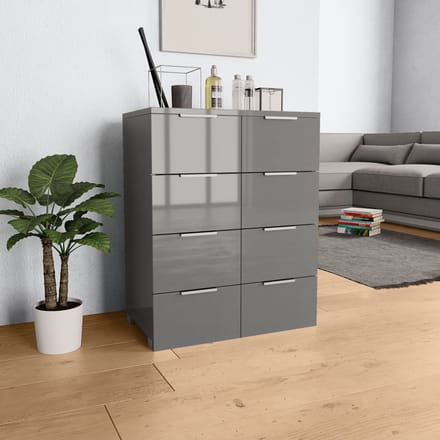vidaXL - Dressoir - 60x35x80 - cm - bewerkt - hout - hoogglans - grijs