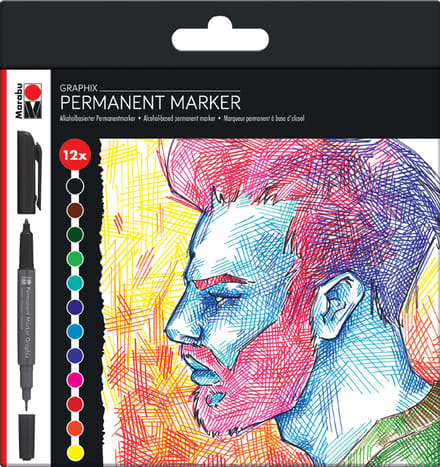 Marabu Graphix permanente marker Multi kleuren 12 stuk(s)
