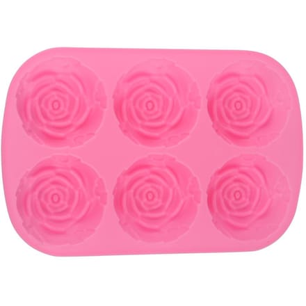 6-delige Rozenvormige Siliconen Pudding Chocolade Taartvorm Magnetron Vriezer Veilig Roze pink