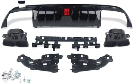 Diffuser Lip Notrix - Achterdiffuser Lip met Uitlaat Tips - Auto Accessoires - Voor Mercedes W205 C300/C63/C43 AMG (2015-2018)