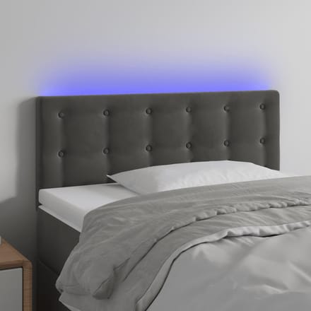 vidaXL - Hoofdbord - LED - 90x5x78/88 - cm - fluweel - donkergrijs