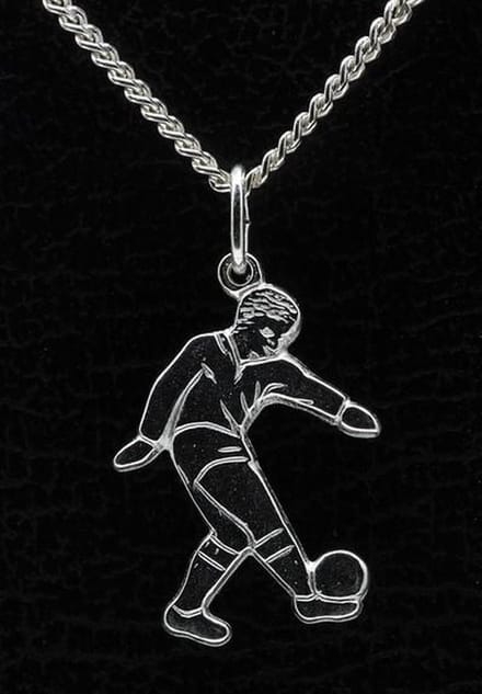 Zilveren Voetballer ketting hanger - vlak