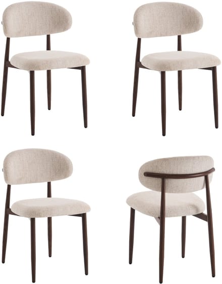 Furnihaus Eetkamerstoelen set van 4 - Celia beige - Japandi kuipstoel