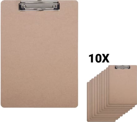 DESQ® Klembord - Set 10 Stuks - A4 - MDF - Klem - Ophangoog