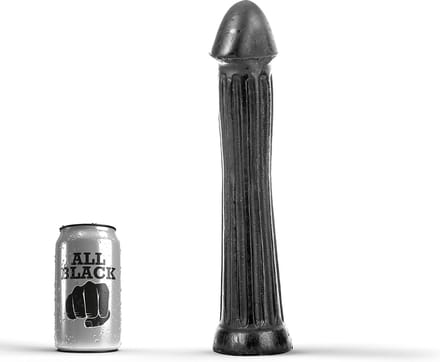 All Black Grote zwarte dildo met diepe groeven