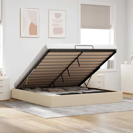 vidaXL - Bedframe - zonder - matras - 180x200 - cm - stof - crèmekleurig