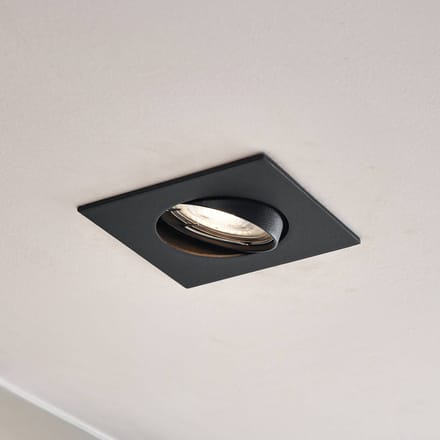PRIOS inbouwlamp Fibur, zwart, 9 cm, GU10