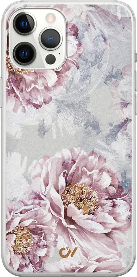 Hoesje geschikt voor Apple iPhone 12 Pro Max - Floral Print - - Beige - Apple - Casevibes