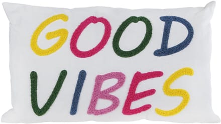 Kussen "Good Vibes" wit/multicolor stof 30x50x10cm
