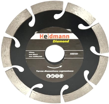 Heidmann Diamantschijf - Gesegmenteerd - 125 mm - Voor beton en steen - Zwart