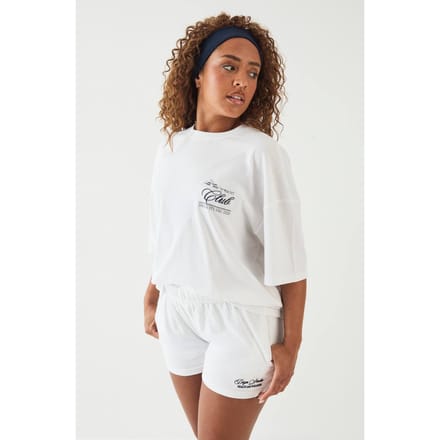 Dames Dsgn Studio Yacht Club Geborduurd Oversized T-shirt | White | Maat: Small