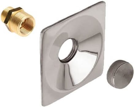 Bonfix - messing - verchroomde - vierkante-  gevelplaat - met stop en aansluitplaat - t.b.v. sanitaire tapkraan - 3 -4"