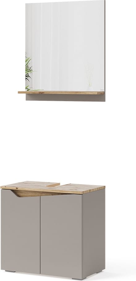 Vicco Badkamermeubelcombinatie Marelle, Grijs/Artisanaal eiken, 2-delig