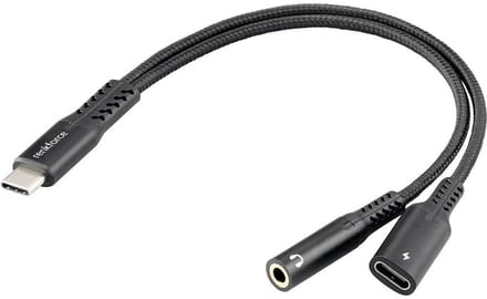 Renkforce USB-C, Audio Adapterkabel [1x USB-C stekker - 1x USB-C bus (Power Delivery), Jackplug female 3,5 mm] 15 cm Flexibel