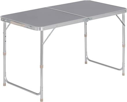 Inklapbare picknicktafel van MDF en aluminium - Verstelbare campingtafel 120x60cm - Grijs