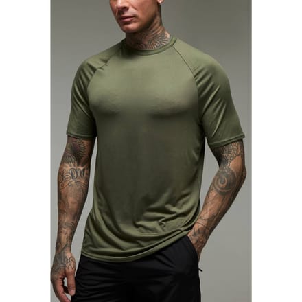 Tall Men's Active Lightweight Essentials Gym Regular Fit Raglan T-shirt | Khaki | Size Medium