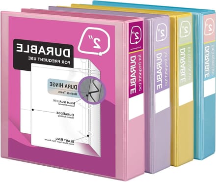 Ringbanden 4 Pack - Mappen Presentatie - Documenten Organiseren - Hoge Capaciteit D-ringen - 65 cm - Pastel Assortiment