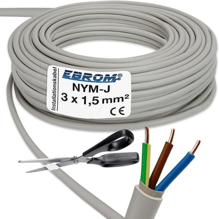 Installatiekabel 3x1,5 mm² Grijs per Meter - Geschikt voor Vochtige Ruimtes