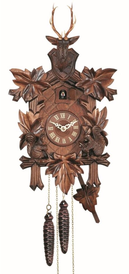 Engstler - 533_Q - Koekoeksklok - Kwarts - Notenhout - 38 cm