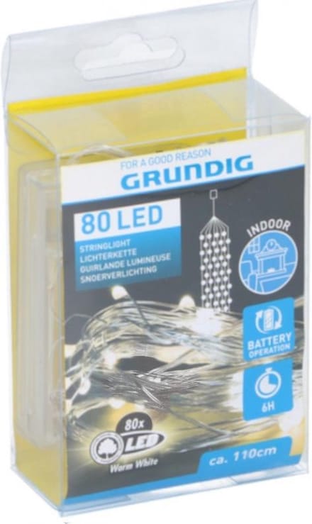 Grundig Kerstverlichting Led 1,1 Meter Rubber 80 Led Geel