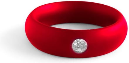 Black Label - Donut Cockring met Sierkristal - Mat rood 47.5 mm