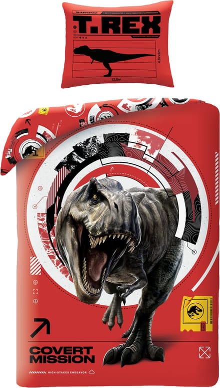 Jurassic World Dekbedovertrek rood 140 x 200 cm - polyester- 70 x 90 cm