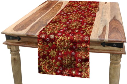 ABAKUHAUS Rode mandala-tafelloper – 40x225 cm – Polyester, machinewasbaar, binnen/buiten