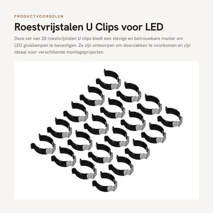 Dailygoods - Roestvrijstalen U Clips voor LED Gloeilamp Montage