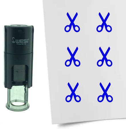 CombiCraft Stempel Schaar 10mm rond - blauwe inkt