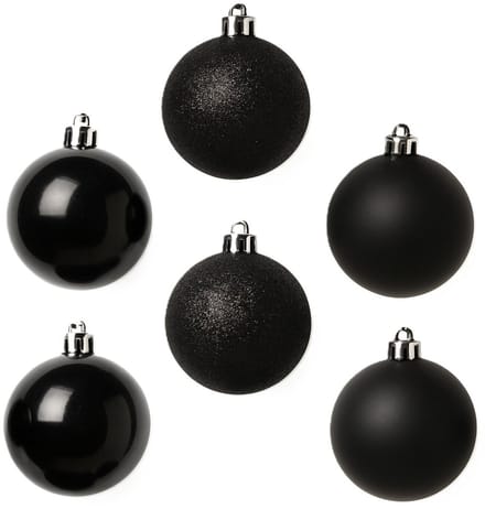 Cosy&Trendy Kerstballen Ø 8 cm - Zwart assorti - Set-6
